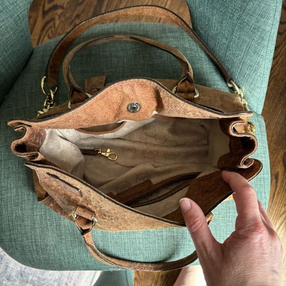 Michael Kors women’s brown ostrich leather purse satchel shoulder handle bag! - Picture 16 of 16